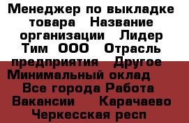 Менеджер по выкладке товара › Название организации ­ Лидер Тим, ООО › Отрасль предприятия ­ Другое › Минимальный оклад ­ 1 - Все города Работа » Вакансии   . Карачаево-Черкесская респ.